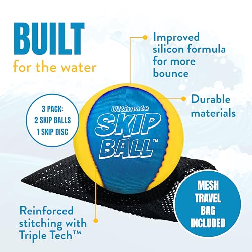 Activ Life The Ultimate Water Skip Balls, Water Bouncing Ball for Swimming Pool, Beach Toys for Friends, Family, Kids and Adults - style: Yellow/Cyan