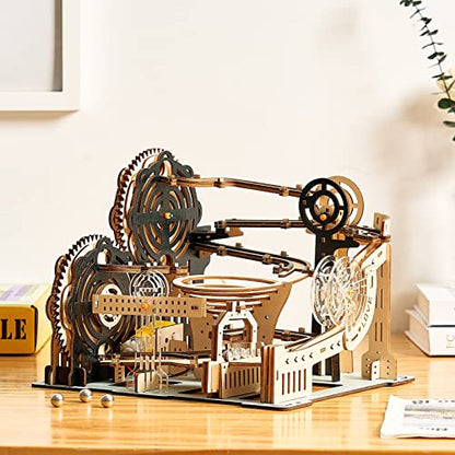 3D Wooden Puzzles Marble Run Set - Mechanical Model Kits with Motor, Brainteaser and Puzzle for Christmas/Birthday,Gifts for Adults and Teens to Build Combination - style: Marble