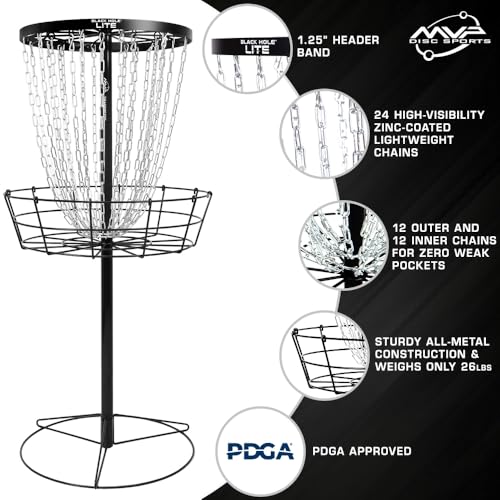 MVP Disc Sports Black Hole Lite 24-Chain Disc Golf Basket Target