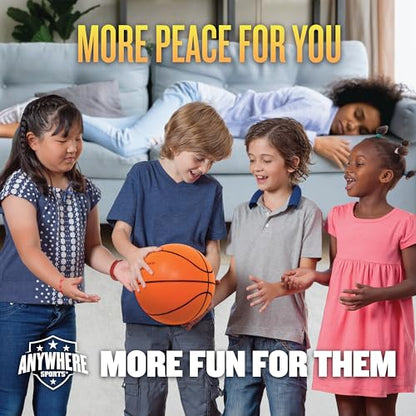 Anywhere Ball, Silent Basketball, Airless Foam for Indoor Training, Dribbling, and Realistic Bounce - style: Full Regulation Size