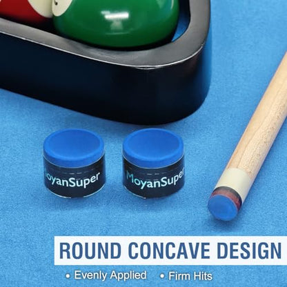 Pool Cue Chalk 2 Pack – Billiard Chalk for Cue Tips with Concave Design and Acrylic Storage Box – Pool Table Accessories for Billiards
