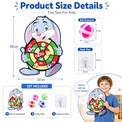 Sticky Ball Dartboard Elephant Design Self-Adhesive Surface for Family Indoor Outdoor Play and Throwing Target Games, Rabbit
