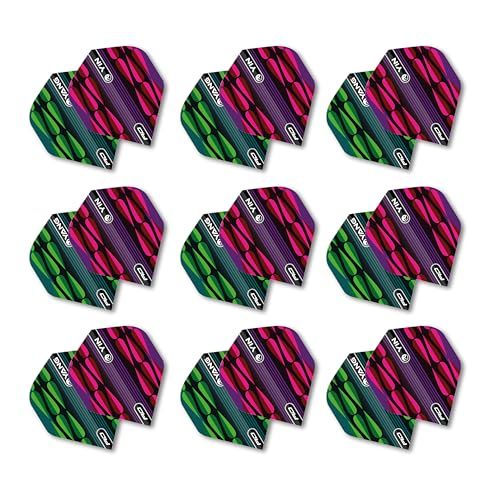 RED DRAGON Yin Yang Double Sided Dart Flights 3 Sets Per Pack (9 Dart Flights in Total) - color: Pink and Green