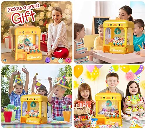 cxjoigxi Large Claw Machine for Kids Adults with Prizes, Adjustable Sound & Light, Mini Vending Machine, Electronic Arcade Crane Game, Candy Dispenser Toy for Girls Boys Birthday Gifts, Duck