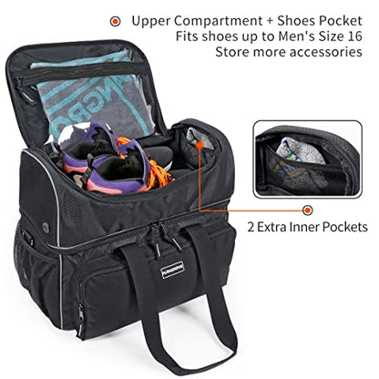 Mangrove 2 Ball Bowling Bag - Double Bowling Ball Bag with Dual Padded Holder & Mutiple Pockets - Fits Shoes Up to Mens Size 16 and Accessories