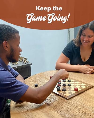WE Games Wooden Checkers Pieces with Drawstring Storage Bag - 24 Checker Pieces Only - Red & Black, 2-inch Diameter - size: 2 inch diameter