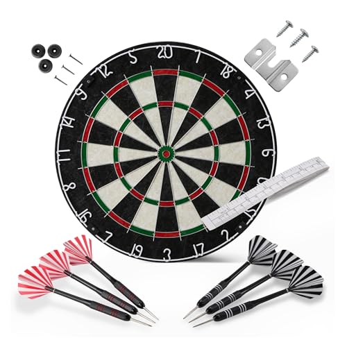 Amazon Basics Dartboard for Adults, Regulation Size, with Steel Tip Darts