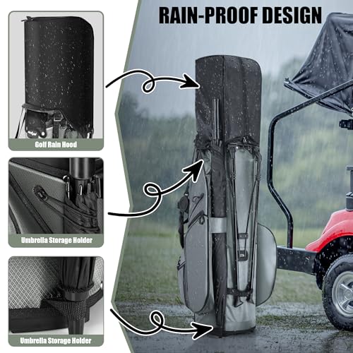 14 Way Full Length Dividers Golf Stand Bag, Lightweight Golf Bag with Stand for Men and Women Golf Club Carry Bag with Dual Strap & Rain Cover - color: Green
