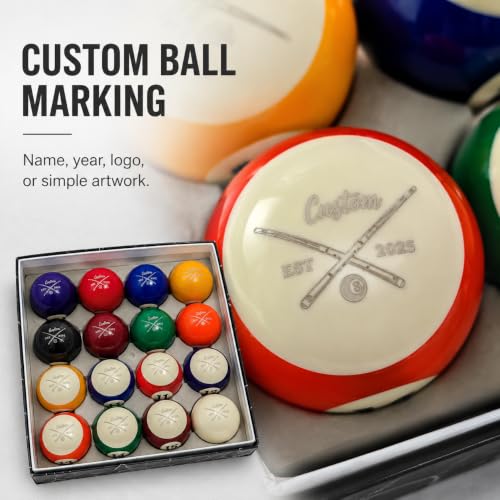 Custom Personalized Pool Ball Laser Engraved Billiard Ball Gift 2.25 Inch Standard Size Polyester Resin Desk Display Optional Ball Stand Add-On White - color: 16pcs set