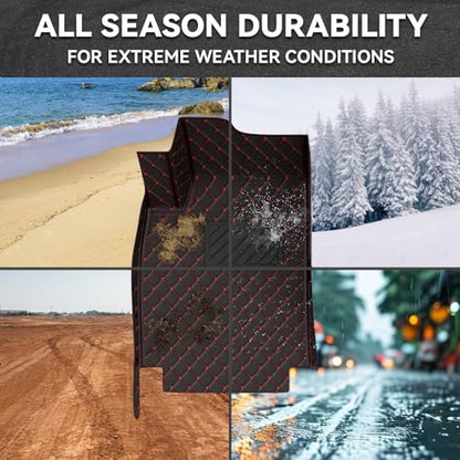 Car Floor Mats Fit for Dodge Dart 2013-2016 All Weather Durability Leather Car Floor Mats, Skidproof Pedal, Waterproof, Wear-reistant(Black Red) - color: Black Red