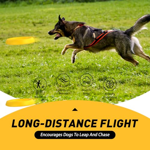 WishLotus Dog Ring Toy and Flying Disc, Interactive Floating Dog Toys Set for Outdoor, Training and Teeth Cleaning Chewers Fetch Toys for Large Dogs (Yellow) - color: Yellow