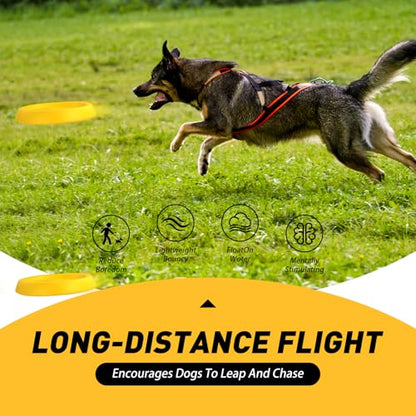 WishLotus Dog Ring Toy and Flying Disc, Interactive Floating Dog Toys Set for Outdoor, Training and Teeth Cleaning Chewers Fetch Toys for Large Dogs (Yellow) - color: Yellow