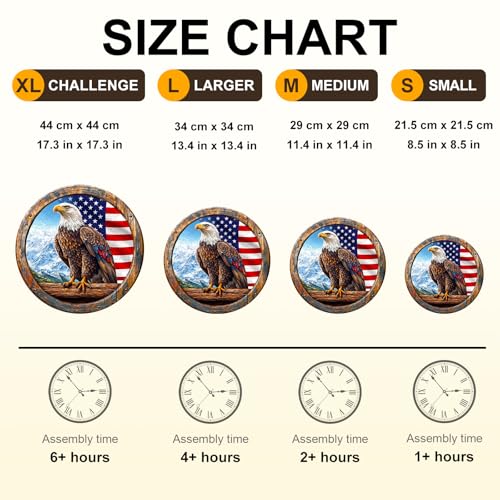 KAAYEE Wooden Puzzles for Adults, 3D Vision Effect Bald Eagle Wooden Jigsaw Puzzle Unique Shape Wood Puzzle Adult, Flat Puzzle Birthday Fathers Family Game (M-11.4 * 11.4in-200pcs) - size: Medium