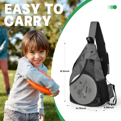 MOYAQI Disc Golf Bag with Retriever Holder and Storage Pockets, Disc Golf Backpack with 8-10 Disc Capacity, Padded Adjustable Strap and Back Panel, Lightweight and Durable - color: Light gray