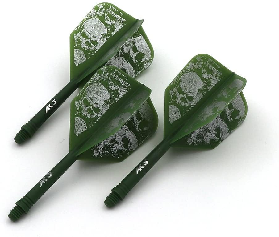 CUESOUL ROST Integrated Dart Flight and Shafts Meduim/Small/Large - color: Green Skull, size: Size S-21mm