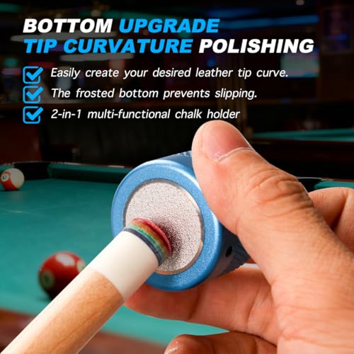TAOM Upgrade Pool Chalk Holder Round Shaped Practical Tool Billiards Accessories Magnetic Mini Chalk Tip Case Container Round Box Billiards,Cue Tip Tool Scuffer Shaper - color: 2-Single Chalk holder-Blue