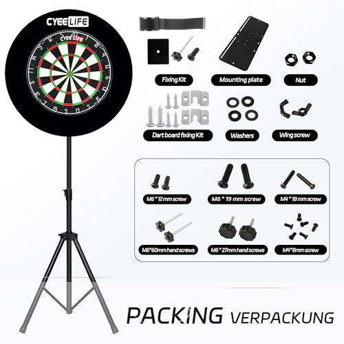CyeeLife Dartboard Stand, Professional Portable Tripod Dartboard Travel Stand, Black