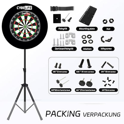 CyeeLife Dartboard Stand, Professional Portable Tripod Dartboard Travel Stand, Black