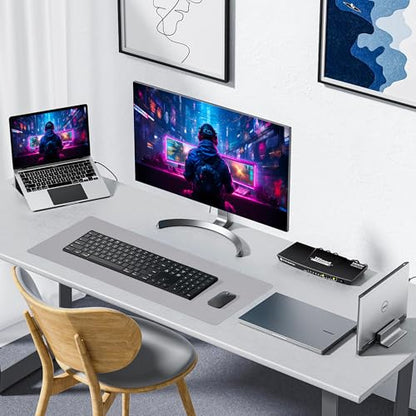 ALOANES Silvery Waterproof Desk Mat, Large Mouse Pad with Extended Mouse Mat, with Anti Slip Base, Stitched Edge, Grain Jacquard Surface, Perfect for Gamer, Office & Home, 11.81''x31.50''x0.12'' - color: 01- Pro Silver, size: XL(31.5" x 11.8")