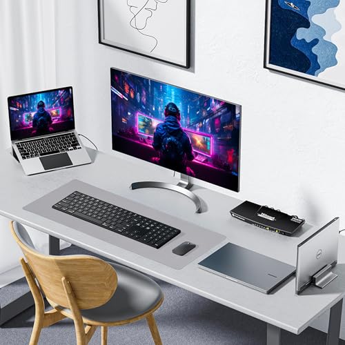 ALOANES Silvery Waterproof Desk Mat, Large Mouse Pad with Extended Mouse Mat, with Anti Slip Base, Stitched Edge, Grain Jacquard Surface, Perfect for Gamer, Office & Home, 3XL(15.74''x35.43''x0.12'') - color: 01- Pro Silver, size: 3XL(35.4" x 15.7")