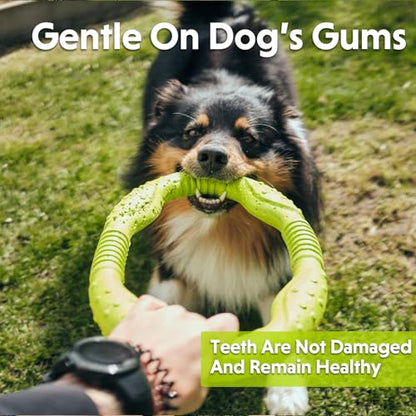 LaRoo Dog Toys for Medium/Large Dogs, Floatable Dog Flying Discs 3 Sizes Tug Toy, Interactive and Tug of War Ring Toy, Funny Fetch Teething Toys (Green, 11.8“) - color: Green
