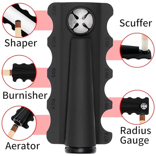 5 in 1 Pool Cue Tip Head Repair Tool Cue Wipes Cloth Kit,Cue Repair Cleaning Tool Set,Pool Cleaner Burner Accessories,Multifunctional Billiard Cue Tip Dresser,Portable Billiard Accessories