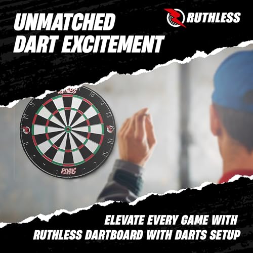 Ruthless | Rivals Family Dart Board Game | 18 * 1 Double Sided Dartboard Set Including 2 Sets of Darts (DB074).