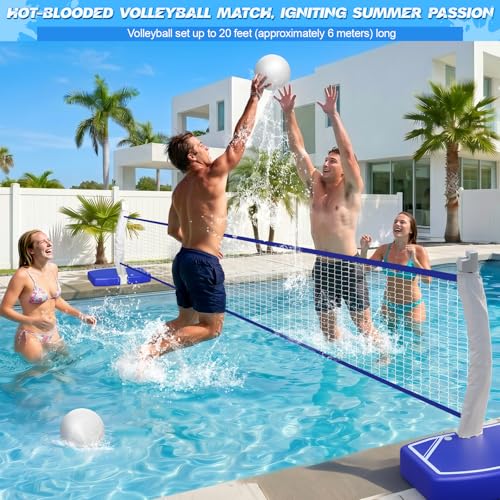 Pool Basketball Hoop&Pool Volleyball Net 2 in 1,Pool Toys Basketball Game with Weighted Base&Stand,2 Water Volleyball&2 Basketball and Pump,Summer Outdoor Family Party Pool Games for Kids Adults - size: basketball hoop