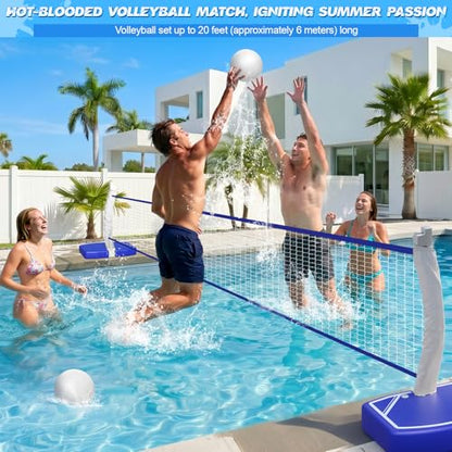 Pool Basketball Hoop&Pool Volleyball Net 2 in 1,Pool Toys Basketball Game with Weighted Base&Stand,2 Water Volleyball&2 Basketball and Pump,Summer Outdoor Family Party Pool Games for Kids Adults - size: basketball hoop
