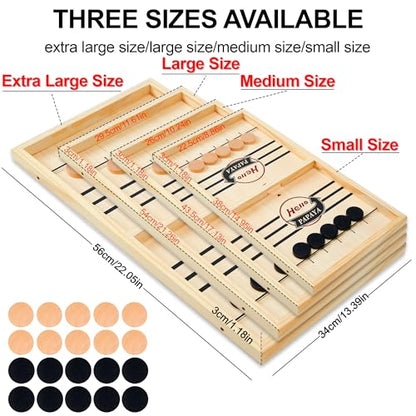 HELLO PAPAYA Fast Sling Puck Game - Test Your Speed and Accuracy with This Fast-Paced Wooden Air Hockey Desktop Battle Board Game - Guaranteed Fun Gifts for Family Night or Friends Party - size: Extra-Large