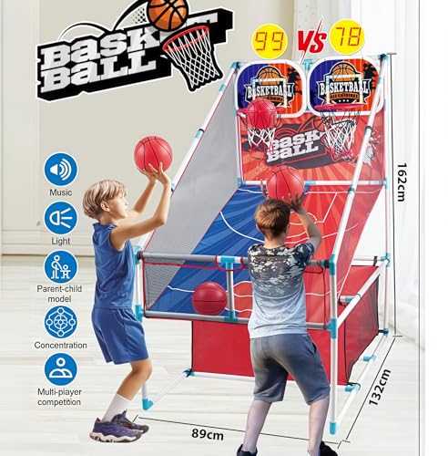 Basketball Arcade Game, Kids Double Basketball Hoop with Balls & Pump, Fun Sports Game for Boys Girls, Gift for Kids Ages 4+