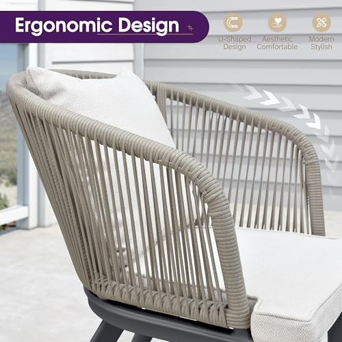 PURPLE LEAF 7 Pieces Patio Dining Set with Waterproof Furniture Cover Rectangular Table and Chairs Set for Garden Deck Aluminum Frame Backyard Kitchen Set, Cushions and Pillows Included Taupe - color: Taupe, size: 7 Pcs, style: with Furniture Cover