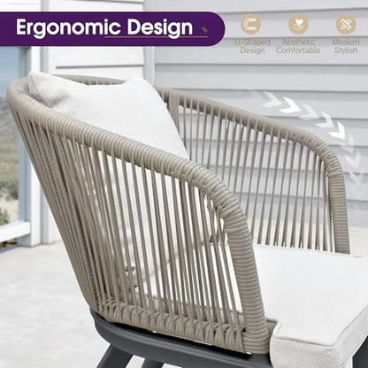 PURPLE LEAF 7 Pieces Patio Dining Set with Waterproof Furniture Cover Rectangular Table and Chairs Set for Garden Deck Aluminum Frame Backyard Kitchen Set, Cushions and Pillows Included Taupe - color: Taupe, size: 7 Pcs, style: with Furniture Cover