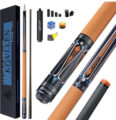 KONLLEN Carbon Fiber Pool Cue Stick 58-inch Professional Pool Sticks for Adults Full Carbon Technology Low Deflection Pool Cue Billiard Cues with 12.5mm Tip (Easy to Control, Pro Taper, Ultra-Smooth) - color: 006 yellow