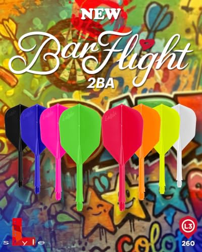 L-style BarFlight One-Piece Dart Flight and Shaft – L3 Shape – 26mm – Set of 3 - color: Neon Yellow