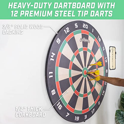 GoSports Giant 3 ft or 4 ft Cork Dartboards - Includes 12 Giant Darts and Scoreboard - New Fun Twist on Darts - style: 4 ft