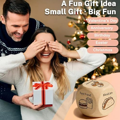 Date Night Dice - Wooden Portable Decision Game, Food Choice Dice Set, Romantic Couple Activity Toy | Fun Relationship Idea Maker for Couples Women Men Birthday Christmas Wedding Home Indoor Outdoor U