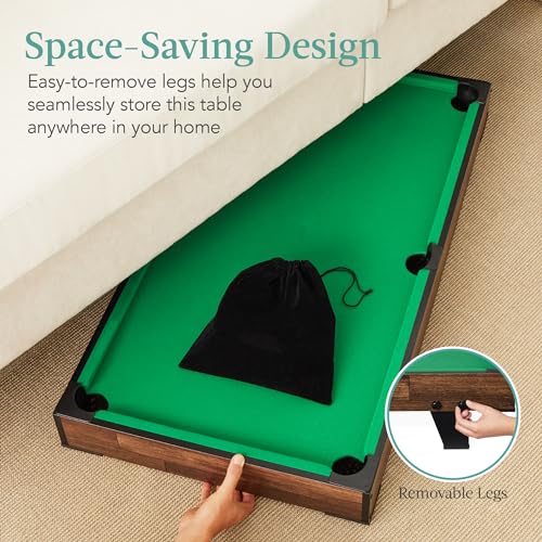 Best Choice Products Tabletop Billiard Table, Pool Game Table for Living Room, Game Room w/ 2 Cue Sticks, Ball Set, Storage Bag - color: Walnut