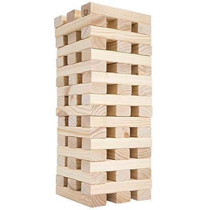 Hey! Play! Nontraditional Giant Wooden Blocks Tower Stacking Game, Outdoor Yard Game, for Adults, Kids, Boys and Girls