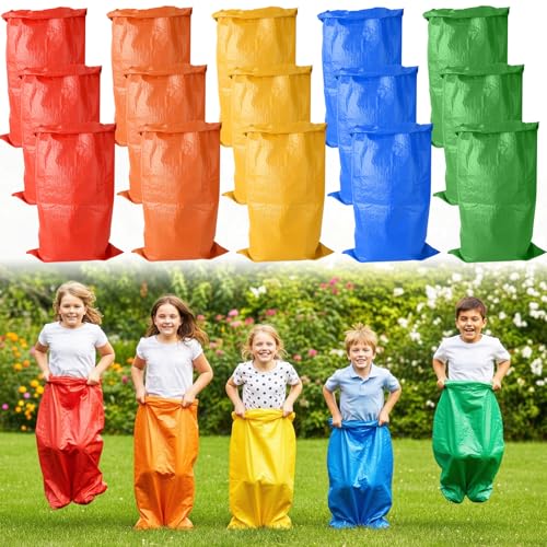 Yard Games for Kids & Adults - 5 Color Potato Sack Race Bags Set for Outdoor Parties & Field Day,Large Jump Sacks, Bean Bag Toss Game for Backyard,Carnival,Family Reunion