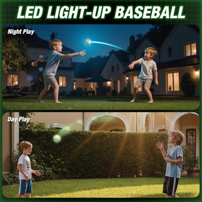 HYES Light up Baseball with LED Rechargeable, 9 Lighting Modes Glow in The Dark Baseball Gifts for Boys 8-12, Official Size Leather Weighted Balls for Day Night Indoor Outdoor Sport Game - size: led baseball- without glove