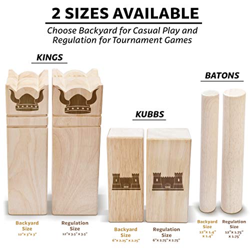 GoSports Kubb Yard Game Set - Choose Regulation or Backyard - Kuub Viking Chess Outdoor Game - style: Regulation Size