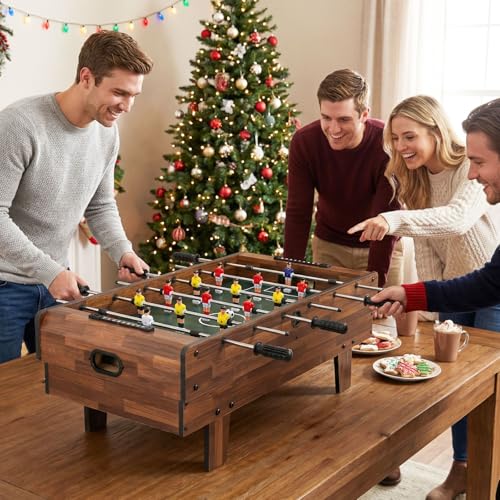 Goplus 4 in 1 Multi Game Table, Combination Game Table Set with Pool Billiards, Air Hockey, Foosball, Table Tennis, Stackable Combo Tabletops for Home, Play Room, Party Family Night - color: Dark Brown