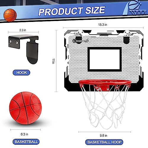 Indoor Basketball Hoop Set for Kids Adults, Pro Mini Basketball Hoop for Door Wall, Room Basketball Hoop Over The Door Outdoor Basketball Hoop with 4 Balls Toy Gift for Boy Girl - style: Black