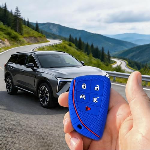 Silicone Key Fob Cover 2 Pack, Key Protector - 360° Key Protection Case for Chevrolet 2020-2026 Trailblazer/Equinox/Malibu, Anti-Scratch Silicone Key Cover (Black/Blue) - color: Black/Blue