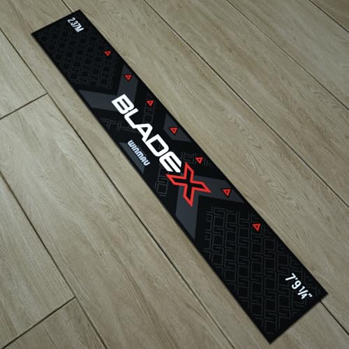 Winmau Darts Oche Line - High Visibility Throw Line Marker with Toe Markers for Consistent Stance - Self-Adhesive, Sticks to Hard Floors (Wood/Tile/Laminate) - Regulation Distance - style: Blade X
