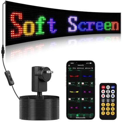 35"*8" Flexible Advertising LED Sign with 21-Key Remote and APP Control,Custom Animations, Patterns & Text,for Store,Hotel,School,Bar - size: 35"*8"