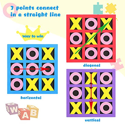 Skylety 36 Pack Tic Tac Toe Foam Tic Tac Toe Mini Board Game Family Classic Educational Table Game for Birthday Party Favors, Birthday Goody Bag Stuffers