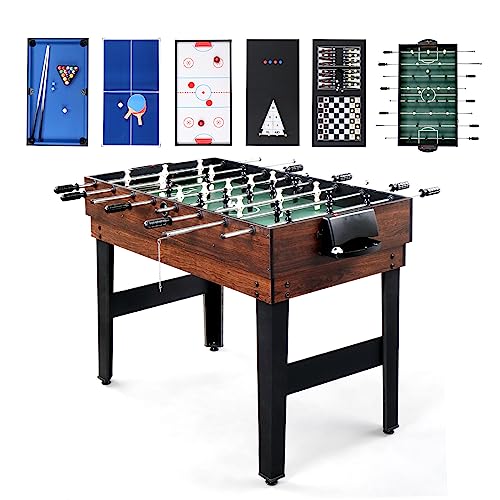 PEXMOR 10-in-1 Multi Game Set for Adults and Family, 48" Game Table with Hockey, Foosball, Pool, Ping Pong, Shuffleboard, Chess, Checkers, Bowling, Backgammon