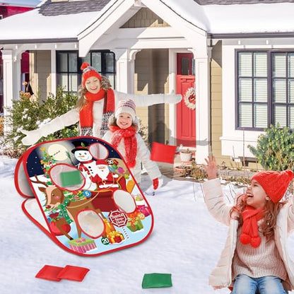 Christmas Bean Bag Toss Games for Kids Adults, Christmas Party Games for Families Outdoor Indoor Holiday Dart Board for Kids Carnival Games Toys Christ mas Party Favors Gifts for Boys Girls Yard Games